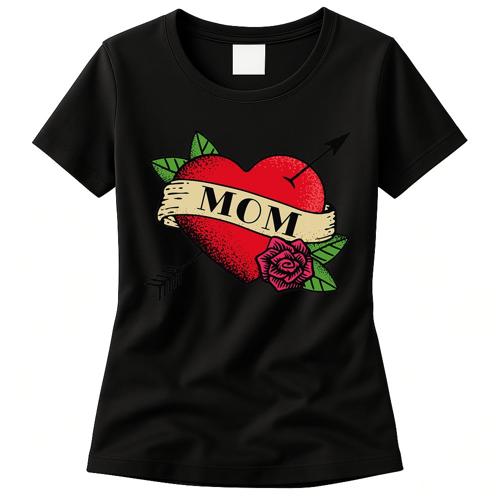 Heart Mom Tattoo Womens T-Shirt