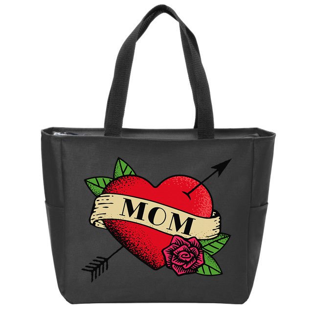 Heart Mom Tattoo Zip Tote Bag