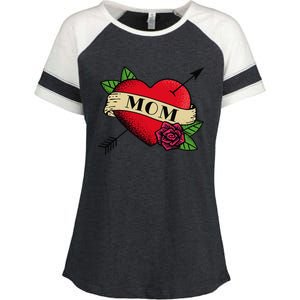 Heart Mom Tattoo Enza Ladies Jersey Colorblock Tee