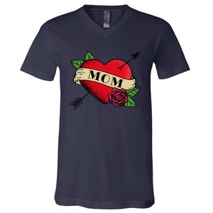 Heart Mom Tattoo V-Neck T-Shirt