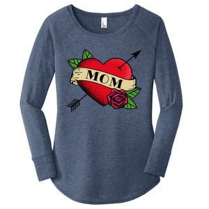 Heart Mom Tattoo Women's Perfect Tri Tunic Long Sleeve Shirt