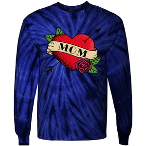 Heart Mom Tattoo Tie-Dye Long Sleeve Shirt