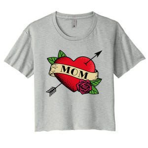 Heart Mom Tattoo Women's Crop Top Tee