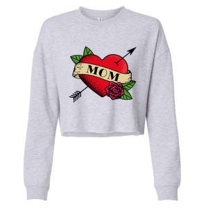 Heart Mom Tattoo Cropped Pullover Crew