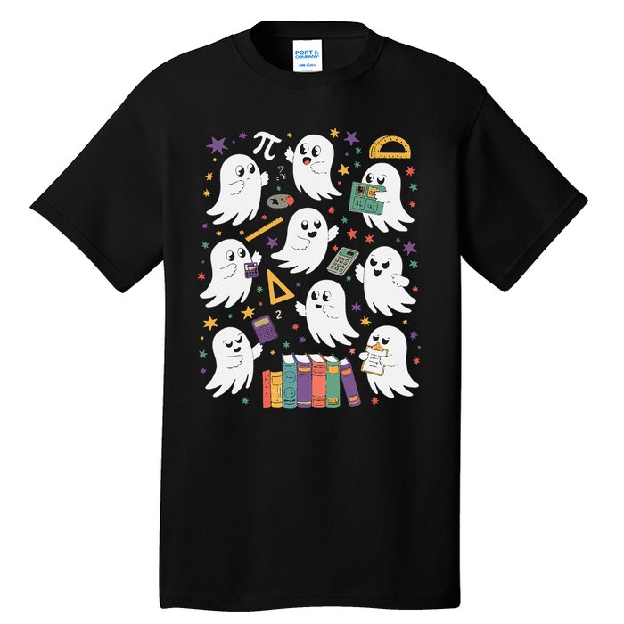 Halloween Math Teacher Ghost Math Teacher Spooky Halloween Gift Tall T-Shirt