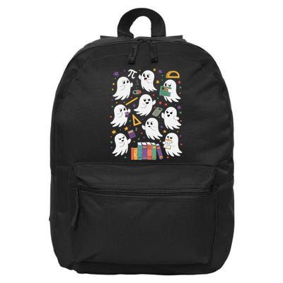 Halloween Math Teacher Ghost Math Teacher Spooky Halloween Gift 16 in Basic Backpack