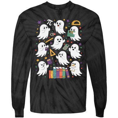 Halloween Math Teacher Ghost Math Teacher Spooky Halloween Gift Tie-Dye Long Sleeve Shirt