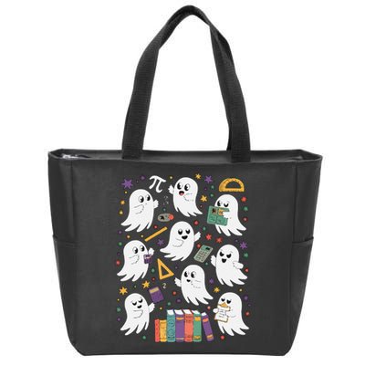 Halloween Math Teacher Ghost Math Teacher Spooky Halloween Gift Zip Tote Bag