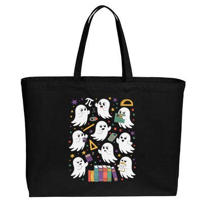 Halloween Math Teacher Ghost Math Teacher Spooky Halloween Gift Cotton Canvas Jumbo Tote