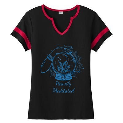 Heavily Meditated Tee Mythical Crystal Ball Art Crystals Gift Ladies Halftime Notch Neck Tee