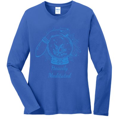 Heavily Meditated Tee Mythical Crystal Ball Art Crystals Gift Ladies Long Sleeve Shirt