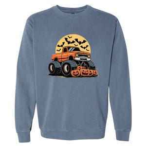 Halloween Monster Truck Pumpkins Garment-Dyed Sweatshirt