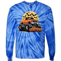 Halloween Monster Truck Pumpkins Tie-Dye Long Sleeve Shirt