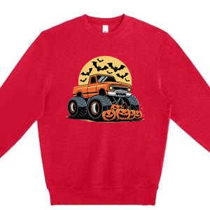 Halloween Monster Truck Pumpkins Premium Crewneck Sweatshirt