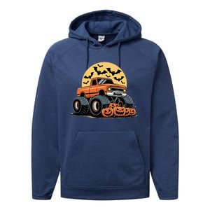 Halloween Monster Truck Pumpkins Performance Fleece Hoodie