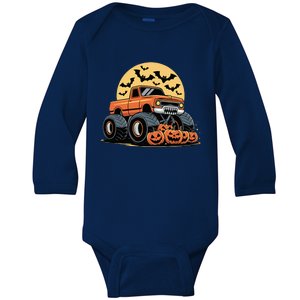 Halloween Monster Truck Pumpkins Baby Long Sleeve Bodysuit