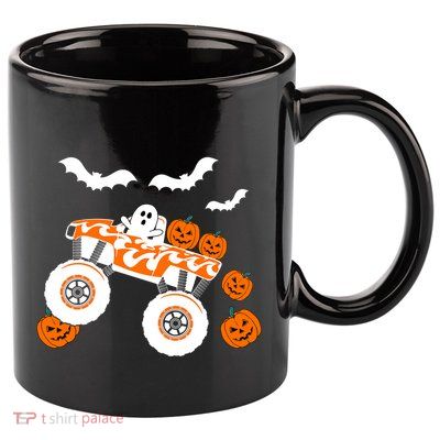 Halloween Monster Truck Ghost S Costume Gift 11oz C Handle Ceramic Mug