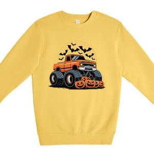 Halloween Monster Truck Pumpkins Gift Premium Crewneck Sweatshirt