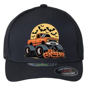 Halloween Monster Truck Pumpkins Gift Flexfit Unipanel Trucker Cap