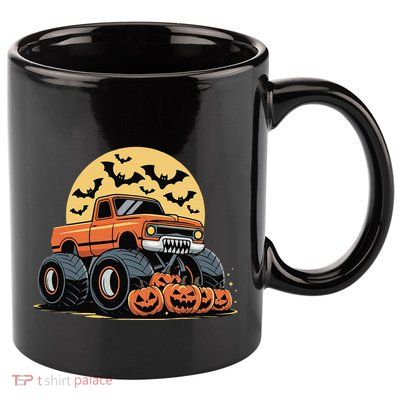 Halloween Monster Truck Pumpkins Gift 11oz C Handle Ceramic Mug
