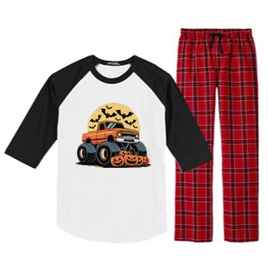 Halloween Monster Truck Pumpkins Gift Raglan Sleeve Pajama Set