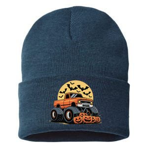 Halloween Monster Truck Pumpkins Gift Sustainable Knit Beanie