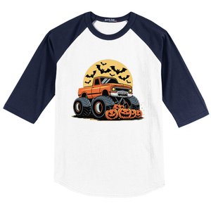 Halloween Monster Truck Pumpkins Gift Baseball Sleeve Shirt