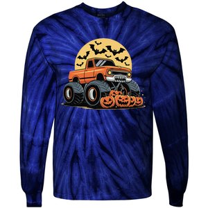 Halloween Monster Truck Pumpkins Gift Tie-Dye Long Sleeve Shirt