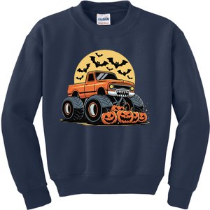 Halloween Monster Truck Pumpkins Gift Kids Sweatshirt