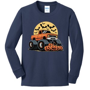 Halloween Monster Truck Pumpkins Gift Kids Long Sleeve Shirt