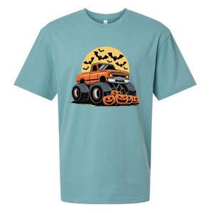 Halloween Monster Truck Pumpkins Gift Sueded Cloud Jersey T-Shirt