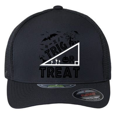 Halloween Math Teacher Trig Or Treat Student School College Flexfit Unipanel Trucker Cap