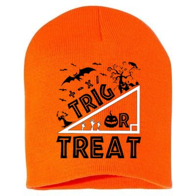 Halloween Math Teacher Trig Or Treat Student School College Short Acrylic Beanie