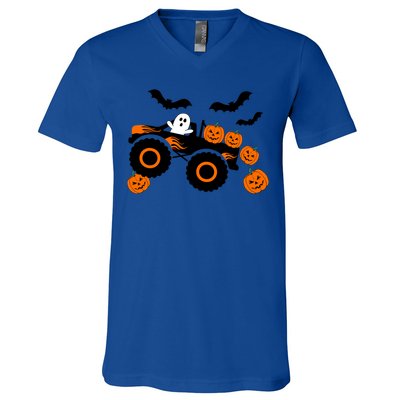 Halloween Monster Truck Ghost S Costume Meaningful Gift V-Neck T-Shirt