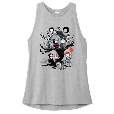 Horror Movie Tree House Funny Halloween Ladies PosiCharge Tri-Blend Wicking Tank