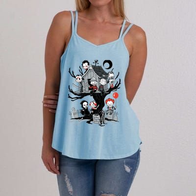 Horror Movie Tree House Funny Halloween Women's Strappy Tank