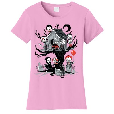 Horror Movie Tree House Funny Halloween Women's T-Shirt