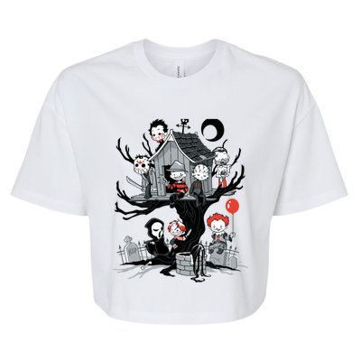 Horror Movie Tree House Funny Halloween Bella+Canvas Jersey Crop Tee