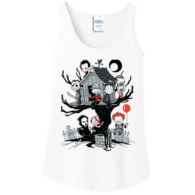 Horror Movie Tree House Funny Halloween Ladies Essential Tank