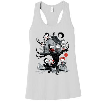 Horror Movie Tree House Funny Halloween Women's Racerback Tank