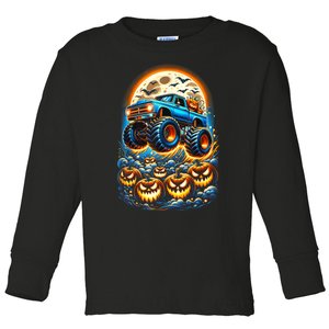 Halloween Monster Truck Jack O Lantern Boy Trick Treat Toddler Long Sleeve Shirt