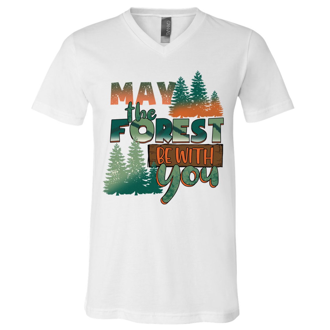 Hiking May The Forest Be With You Camping Gift V-Neck T-Shirt