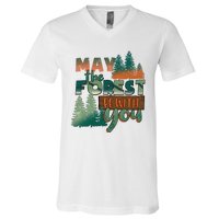 Hiking May The Forest Be With You Camping Gift V-Neck T-Shirt