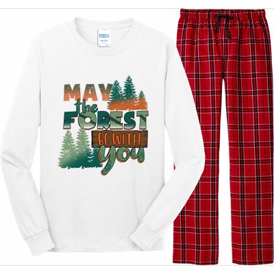 Hiking May The Forest Be With You Camping Gift Long Sleeve Pajama Set