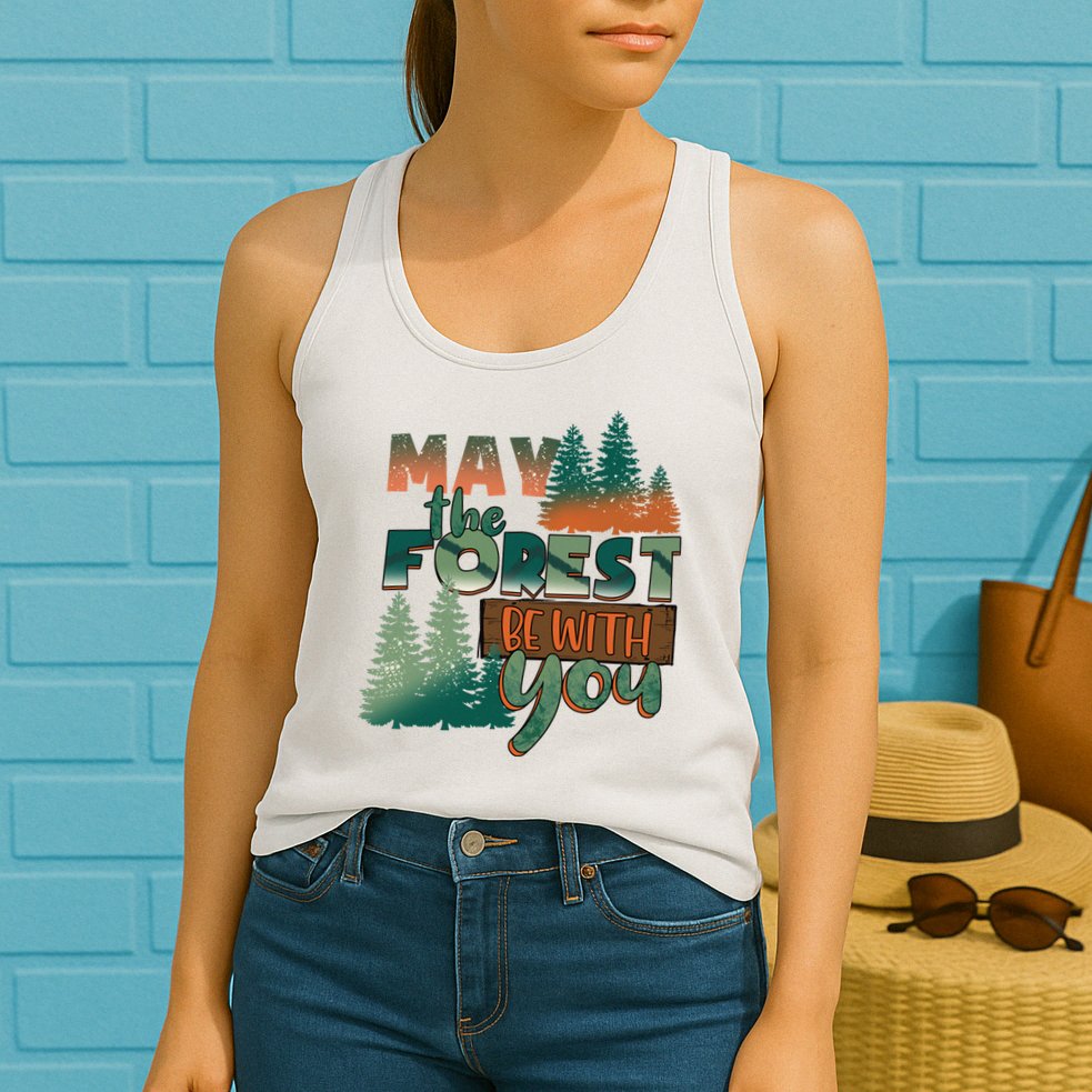 Hiking May The Forest Be With You Camping Gift Womens Tank Top