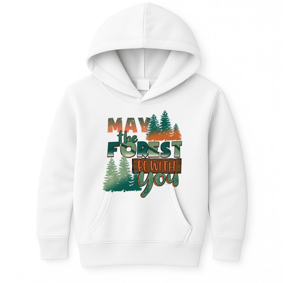 Hiking May The Forest Be With You Camping Gift Kids Hoodie