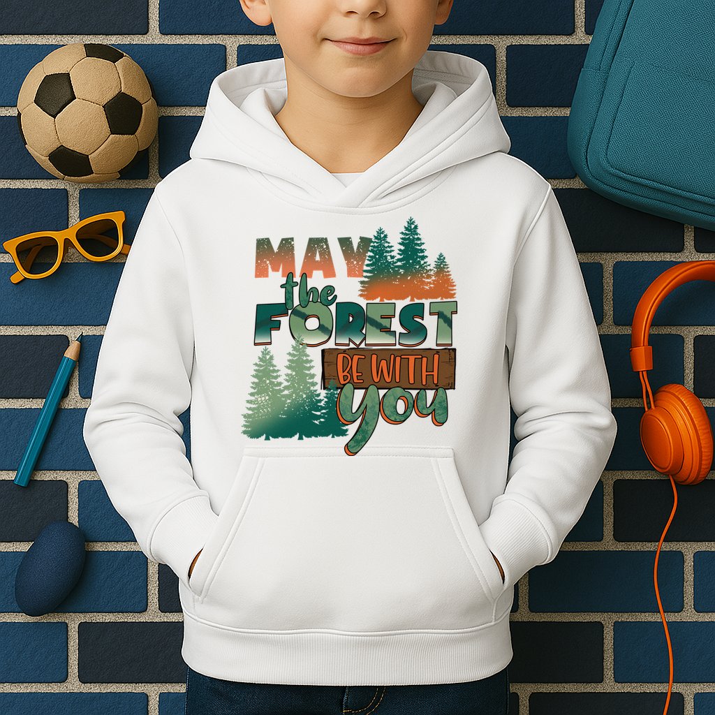 Hiking May The Forest Be With You Camping Gift Kids Hoodie