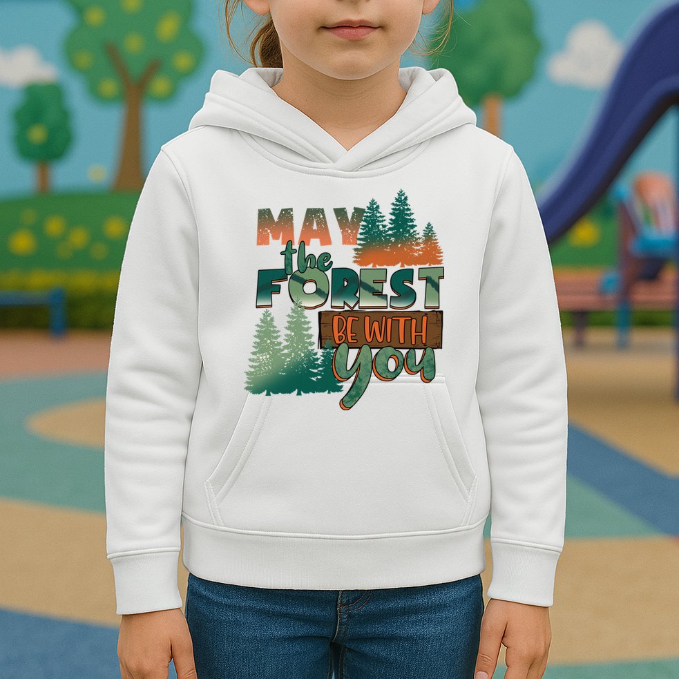 Hiking May The Forest Be With You Camping Gift Kids Hoodie