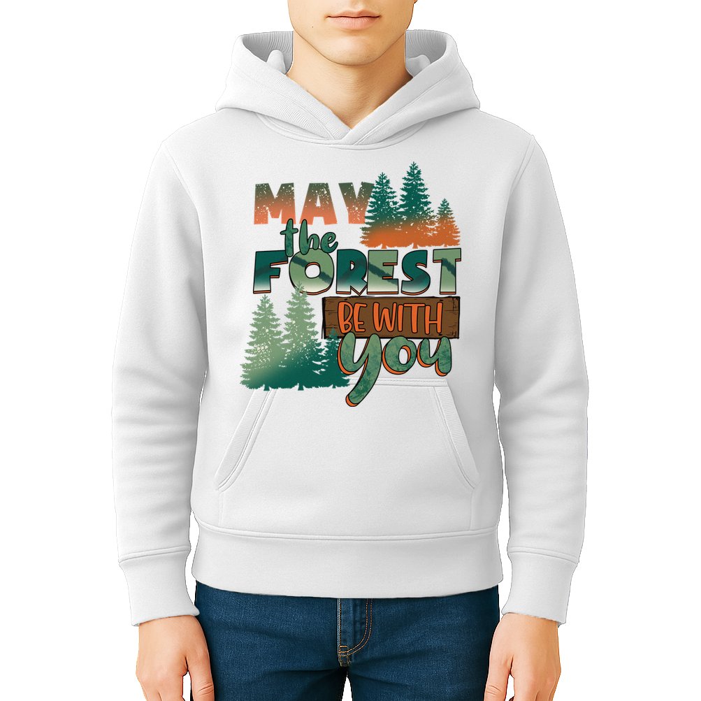 Hiking May The Forest Be With You Camping Gift Kids Hoodie