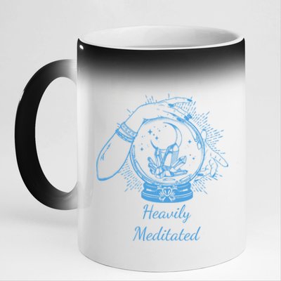 Heavily Meditated Tee Mythical Crystal Ball Art Crystals Cool Gift 11oz Black Color Changing Mug